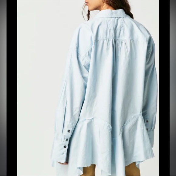 💗FREE PEOPLE We the Free Freya Poplin Tunic in Lake Life - Picture 3 of 8